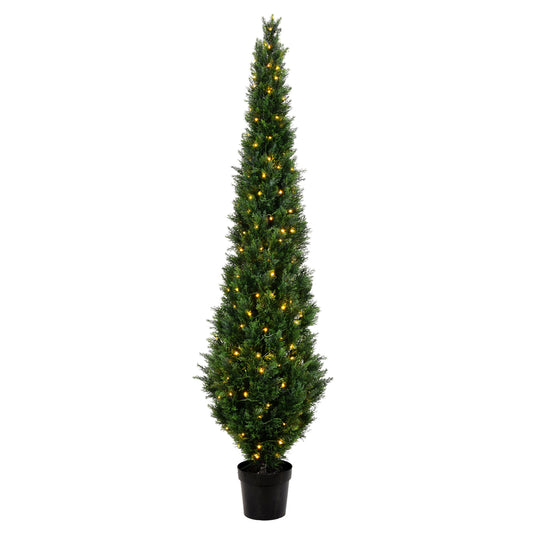 Vickerman 8' Artificial Potted Green Cedar Tree.