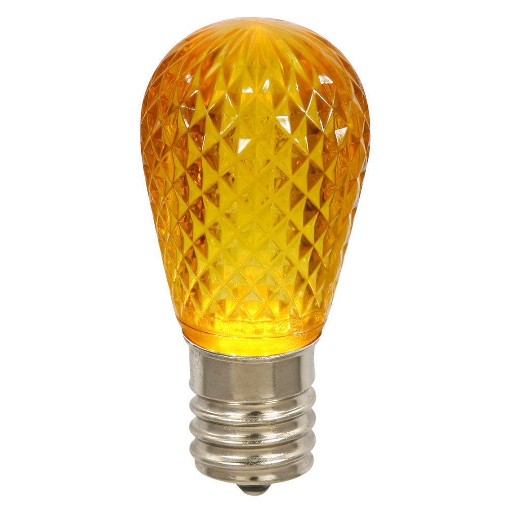 Vickerman S14 LED Yellow Faceted Replacement Bulb 10 Bulbs per Pack