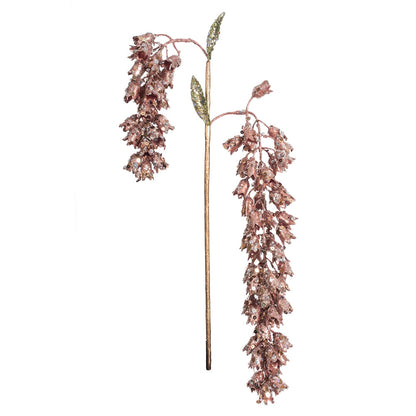 Vickerman 20" Rose Gold Pearl Glitter Hanging Foxglove Artificial Christmas Spray. Includes 3 sprays per pack.