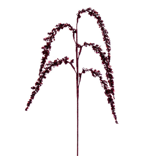 Vickerman 27" Artificial Burgundy Glitter Setaria Christmas Spray 3 sprays per pack.