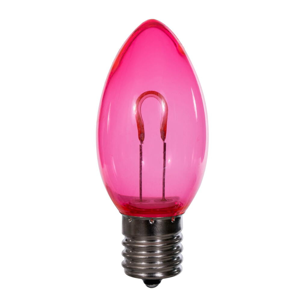 Vickerman C9 Transparent U-Shaped Filament Pink Bulb, E17 Base, .6 Watts, 25 Pcs Assorted/Bag.  Colors included are Blue, Red, Green, Purple and Amber.