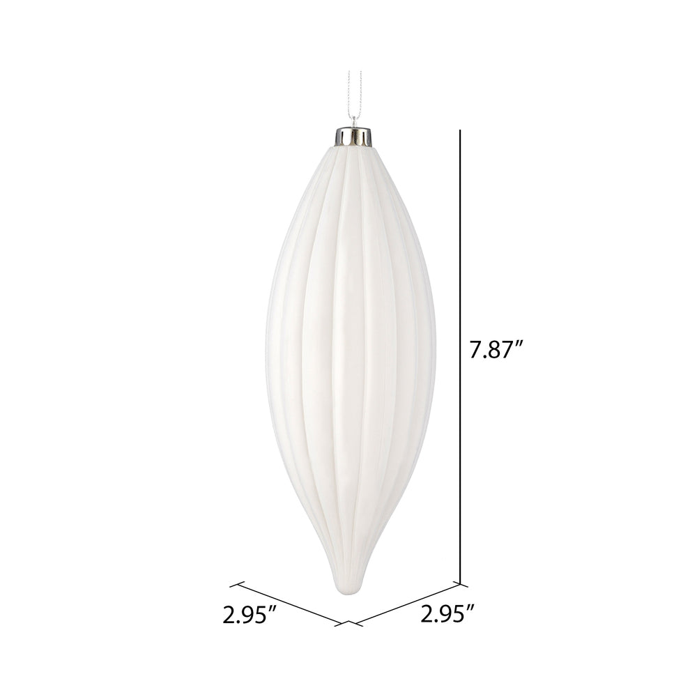 Vickerman 8" White Matte Line Finial Ornament Pack of 4