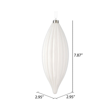 Vickerman 8" White Matte Line Finial Ornament Pack of 4