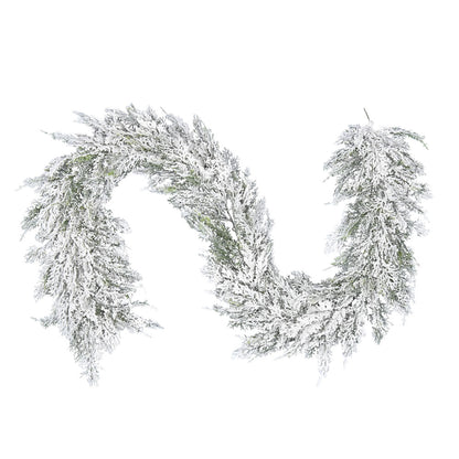 Vickerman 75" Artificial Snowy Cedar Garland.