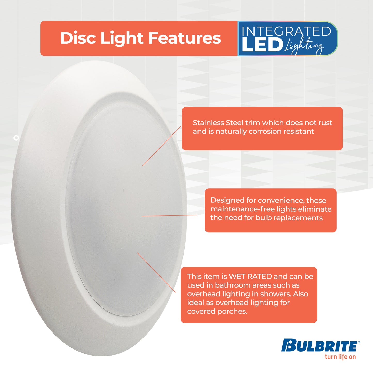 Bulbrite 773277 25-Watt LED 10" Disc, 3000K, 2000 Lumens, White Finish