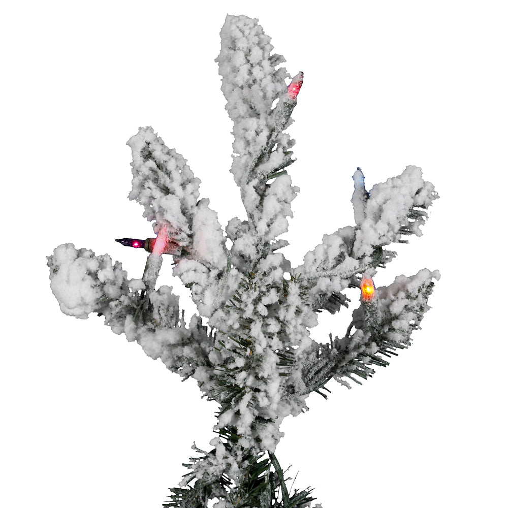 Vickerman 4.5' Flocked Utica Fir Artificial Christmas Tree Multi-Colored Lights