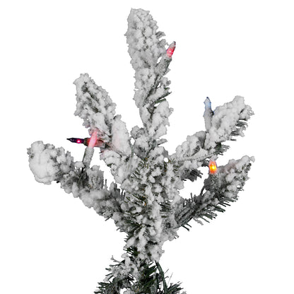Vickerman 4.5' Flocked Utica Fir Artificial Christmas Tree Multi-Colored Lights
