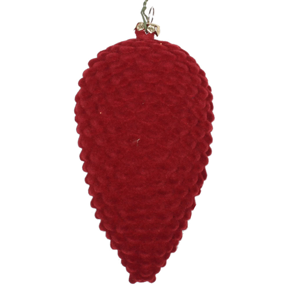 Vickerman 5" Burgundy Flocked Pinecone Christmas Ornament Set of 4