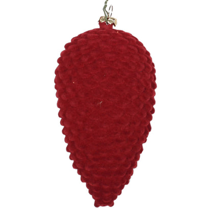 Vickerman 5" Burgundy Flocked Pinecone Christmas Ornament Set of 4