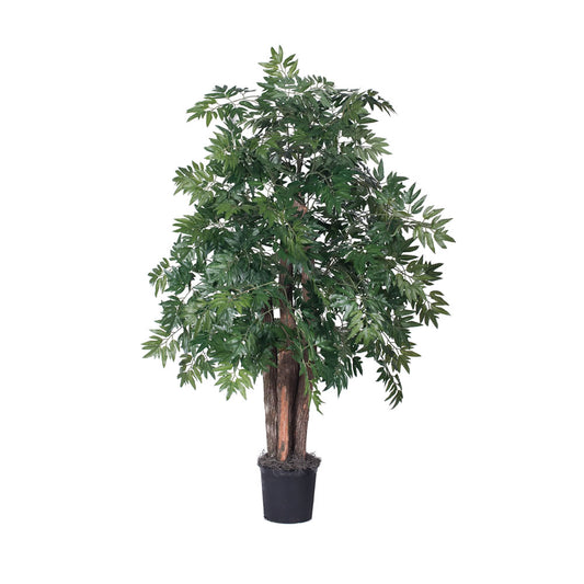 Vickerman 4' Artificial Ming Aralia Bush Black Plastic Pot.