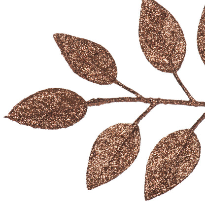 Vickerman 17" Chocolate Camelia Glitter Artificial Christmas Spray. Includes 6 sprays per pack.