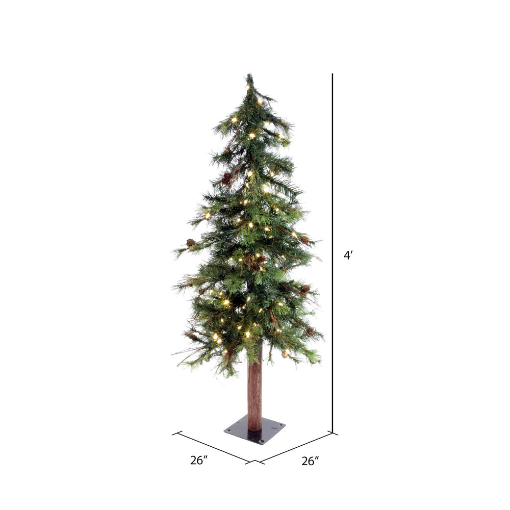 Vickerman 4' Mixed Country Alpine Artificial Christmas Tree Warm White Dura-Lit® LED Lights