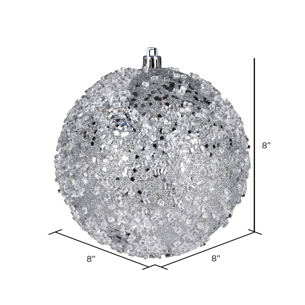 Vickerman 8" Silver Glitter Hail Ball Ornament