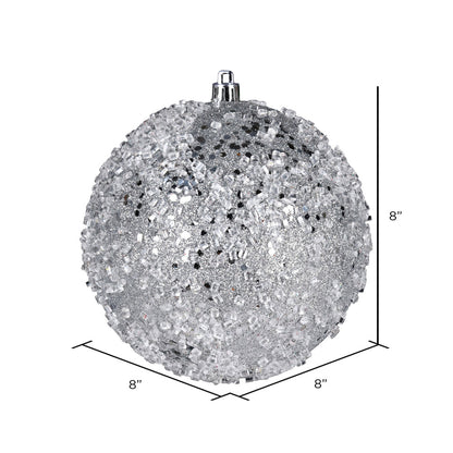 Vickerman 8" Silver Glitter Hail Ball Ornament