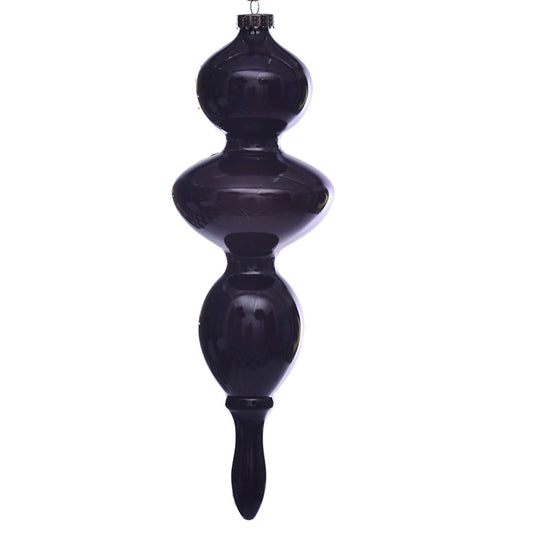 Vickerman 14" Plum Wood Grain Bubble Finial Ornament. These ornaments are the perfect addition to any holiday decorating project. They features a light wood grain pattern. Includes 3 pieces per pack.