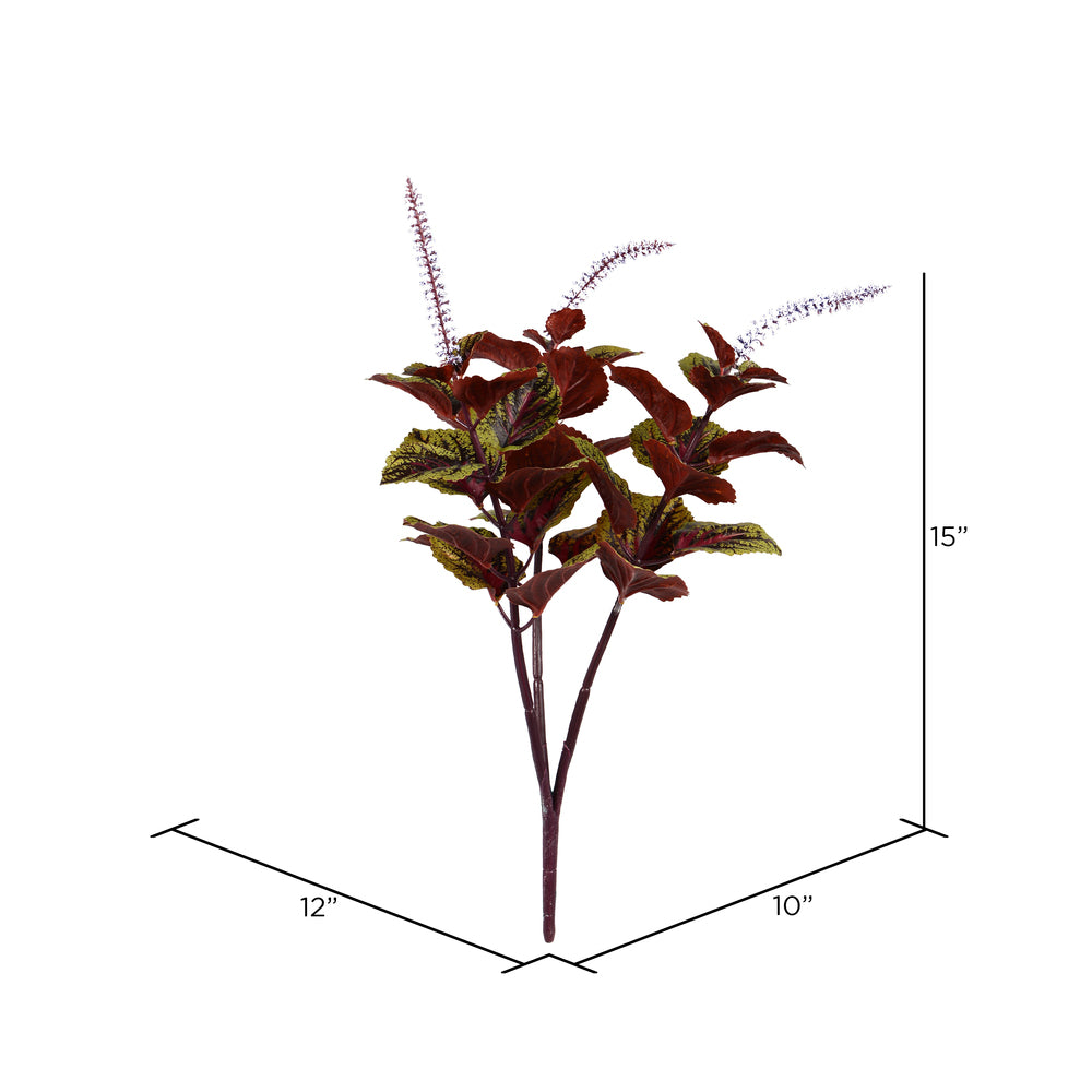 Vickerman 15" Artificial Green and Purple Perilla Stem Set of 3