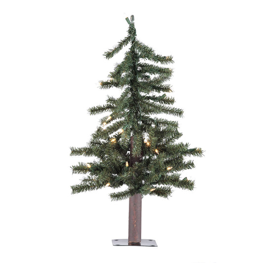 Vickerman 2' x 16.5" Natural Alpine Artificial Christmas Tree Warm White LED Lights.