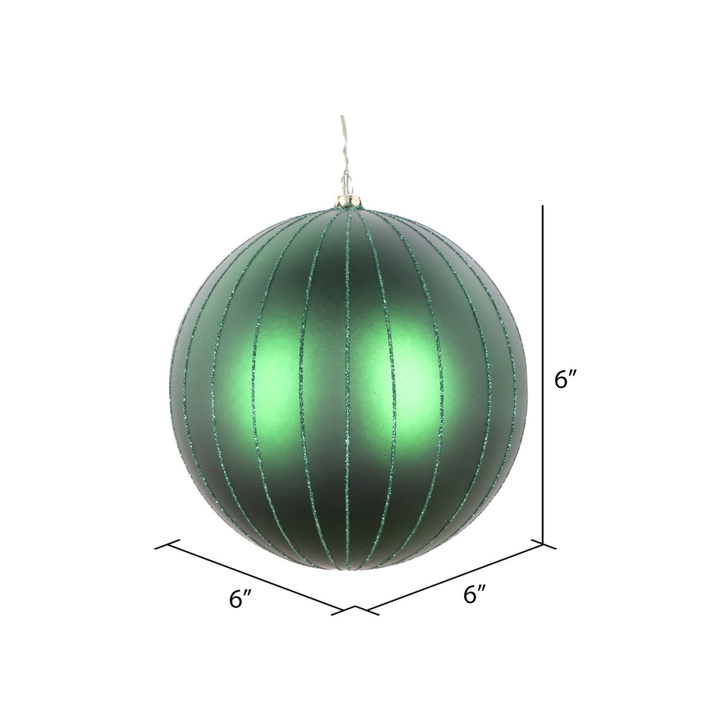 Vickerman 6" Emerald Matte Glitter Ball Christmas Ornament 2 pieces per bag