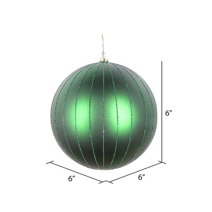 Vickerman 6" Emerald Matte Glitter Ball Christmas Ornament 2 pieces per bag