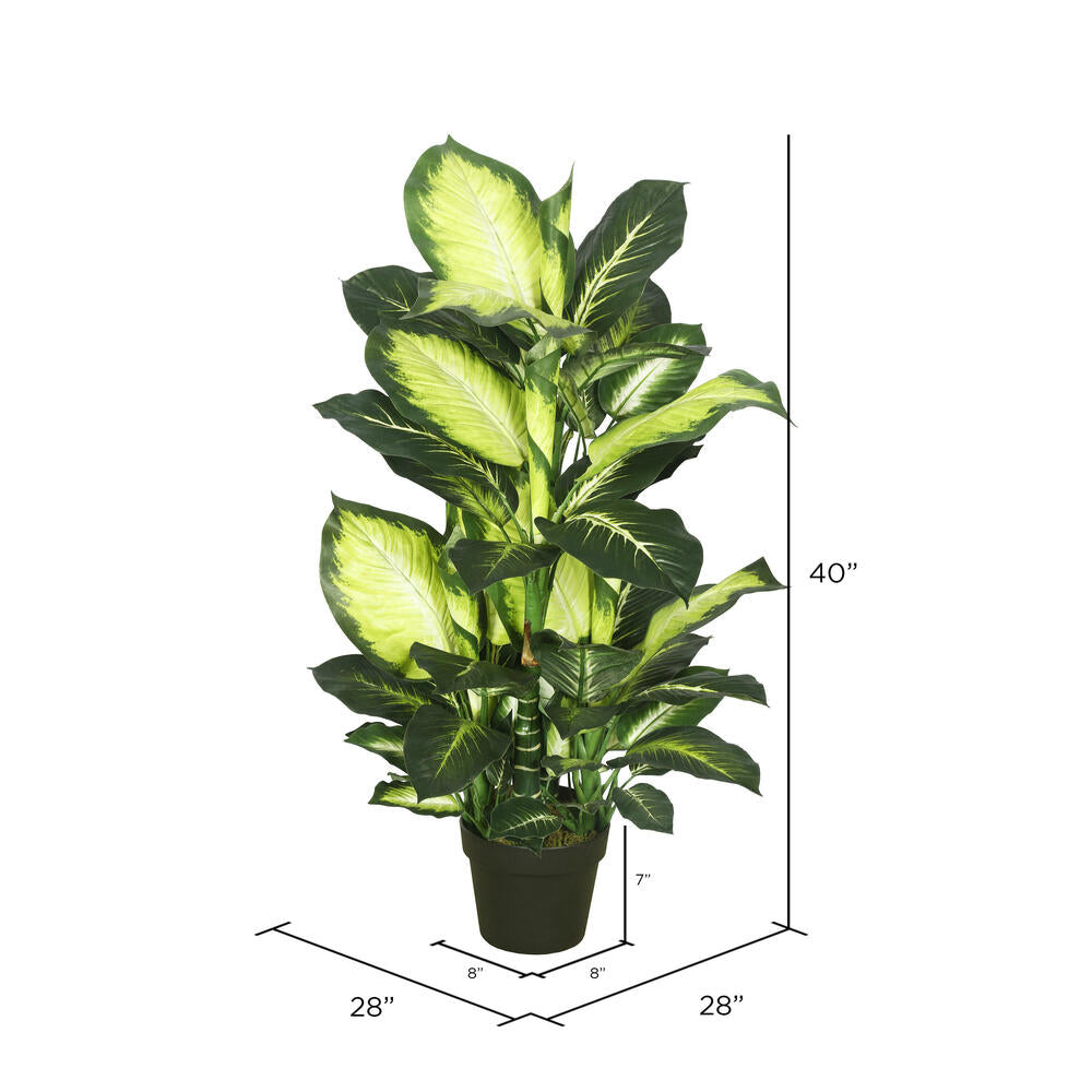 Vickerman 40" Artificial Green and White Dieffenbachia.