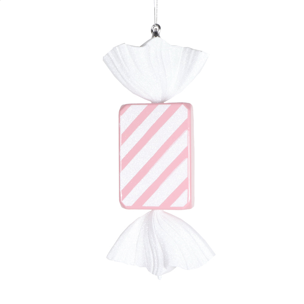 Vickerman 18.5" Pastel Pink Rectangle Striped Candy Ornament.