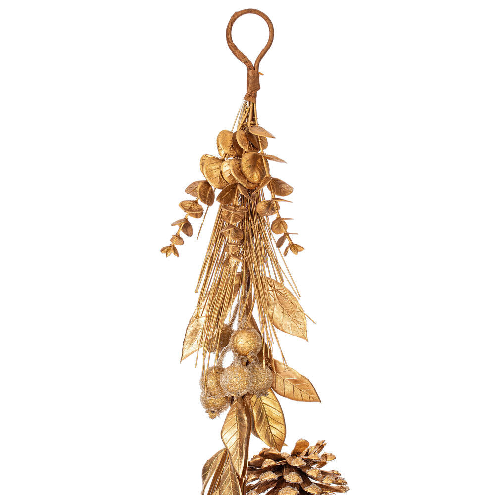 Vickerman 6’ Gold Artificial Pinecone Needle Berry Garland Unlit