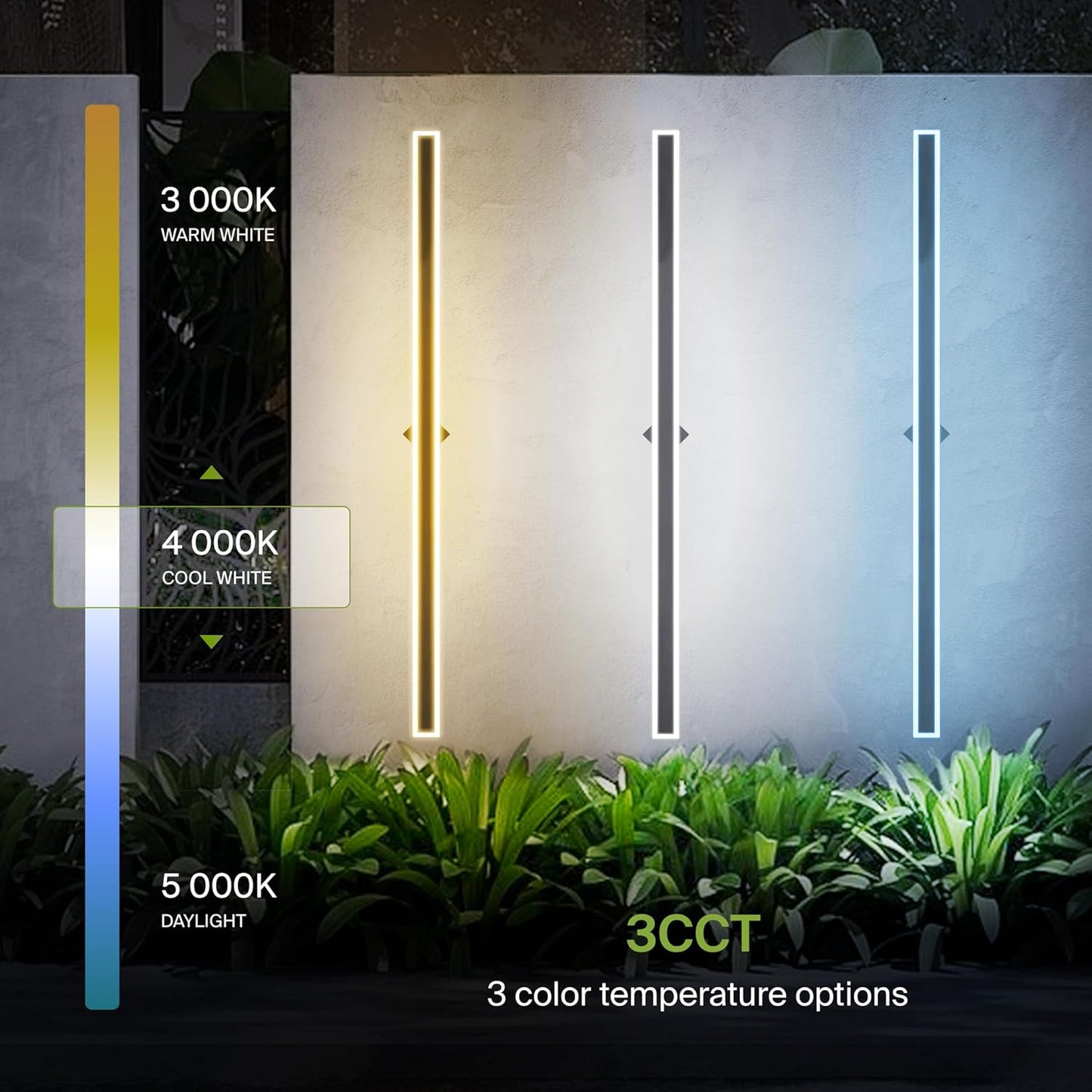 ASD Lighting LED Outdoor Wall Sconce Narrow design 72" 40W 120-277V CCT Selectable 3000/4000/5000K Dimmable Black ETL