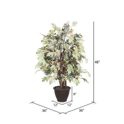 Vickerman 4' Artificial Frosted Maple Extra Full Bush Brown Plastic Container.