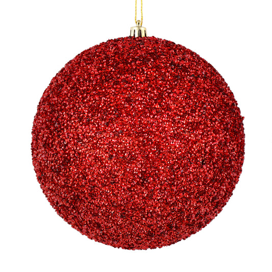 Vickerman 4.75" Red Beaded Ball Ornament 6 per Bag