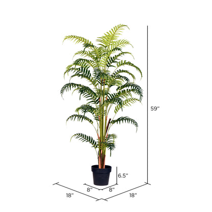 Vickerman 59" Artificial Potted Fern Palm Real Touch Leaves.