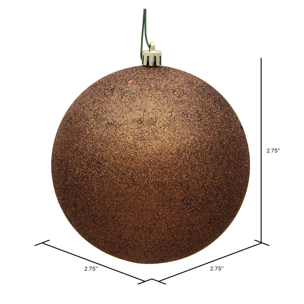 Vickerman 2.75" Mocha Glitter Ball Ornament 12 per Bag