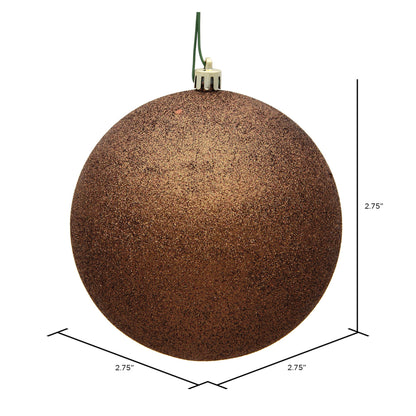 Vickerman 2.75" Mocha Glitter Ball Ornament 12 per Bag