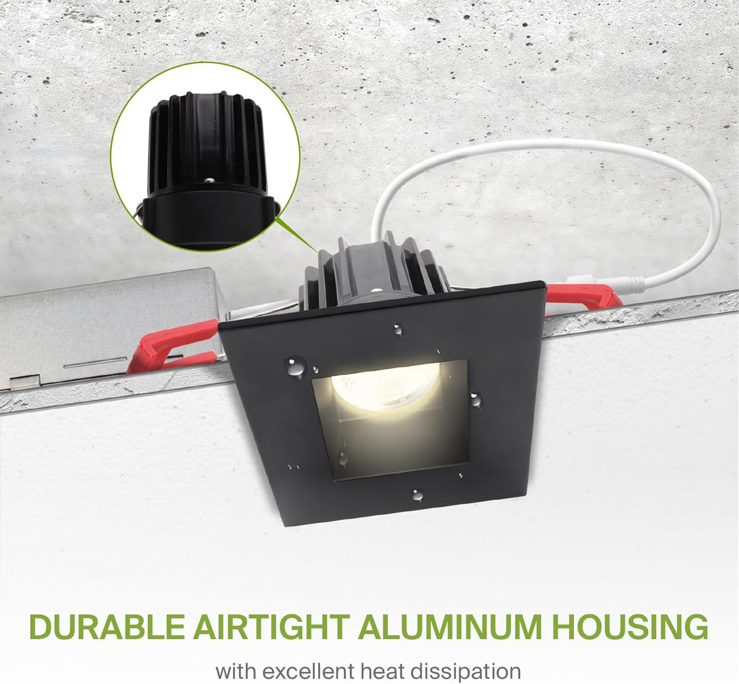 ASD Lighting LED Downlight Square 2inch 8W 120V Triac 2700/3000/3500/4000/5000K Black ETL Energy Star
