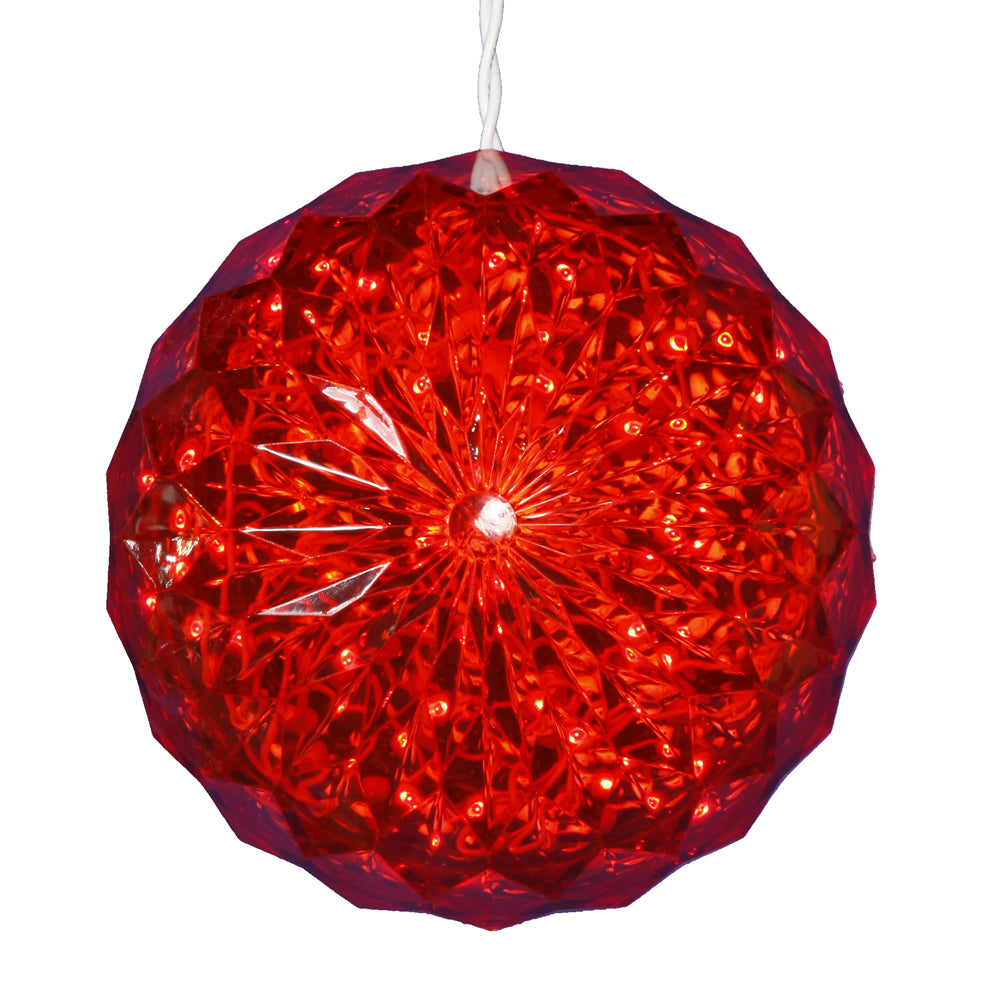 Vickerman 6" Crystal Ball Christmas Ornament with 30 Red LED Lights