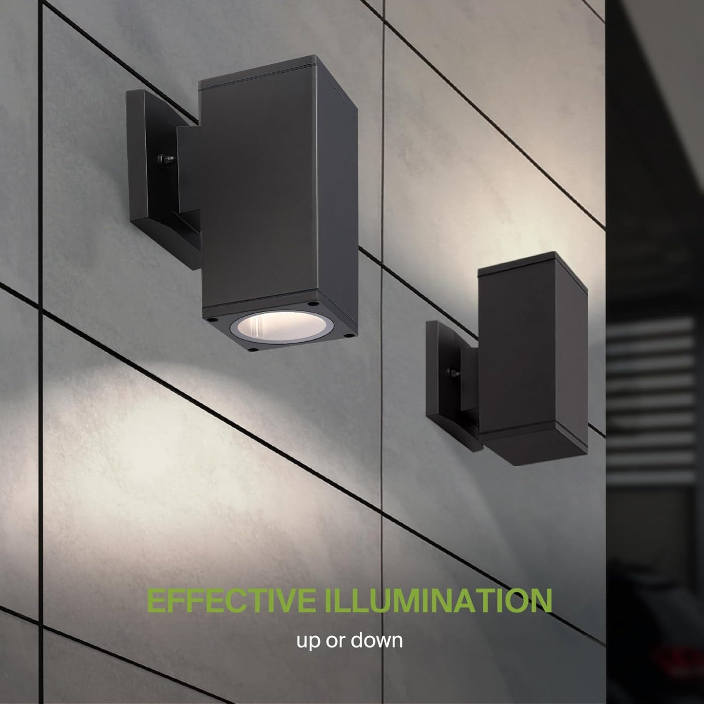 ASD Lighting BULB Square Outdoor Wall Cylinder, Up or Downlight Fixture, 120V, 60W Max, 7.88", 50°, Bronze Finish
