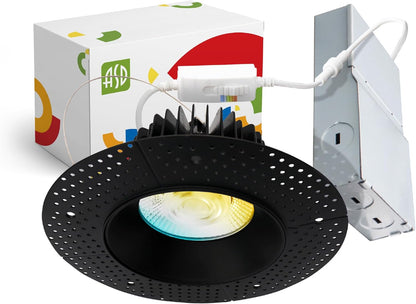 ASD Lighting LED Trimless Downlight Round 6inch 24W 120V Triac 2700/3000/3500/4000/5000K Black ETL Energy Star