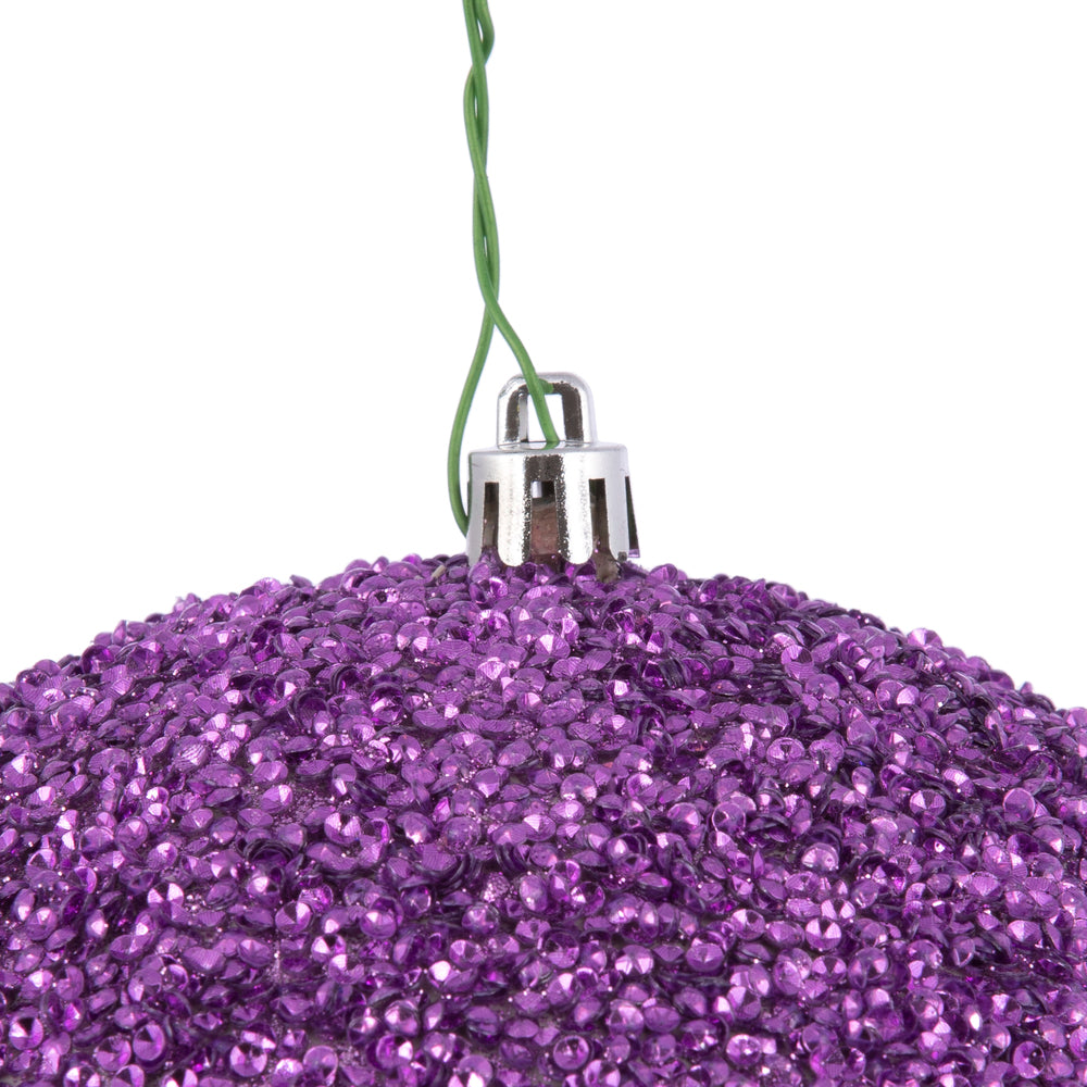 Vickerman 6" Orchid Beaded Ball Ornament 4 per Bag