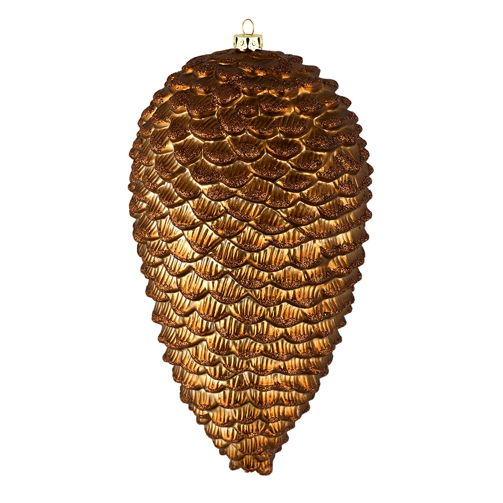 Vickerman 10" Mocha Matte Glitter Pinecone Christmas Ornament Pack of 2