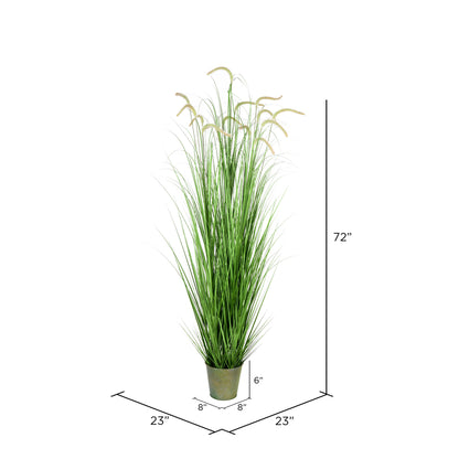 Vickerman 72" Artificial Potted Green Grass and Cattails.