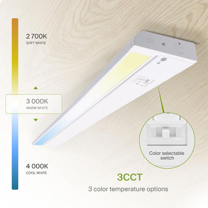 ASD Lighting LED Under Cabinet Swivel 48" 24W 120V Dimmable CCT Selectable 2700/3000/4000K Hardwired or Plug-in, Linkable, Hi/Low Switch, White UL