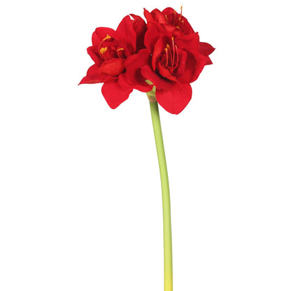 Vickerman 28" Artificial Single Red Velvet Amaryllis Stem Set of 3