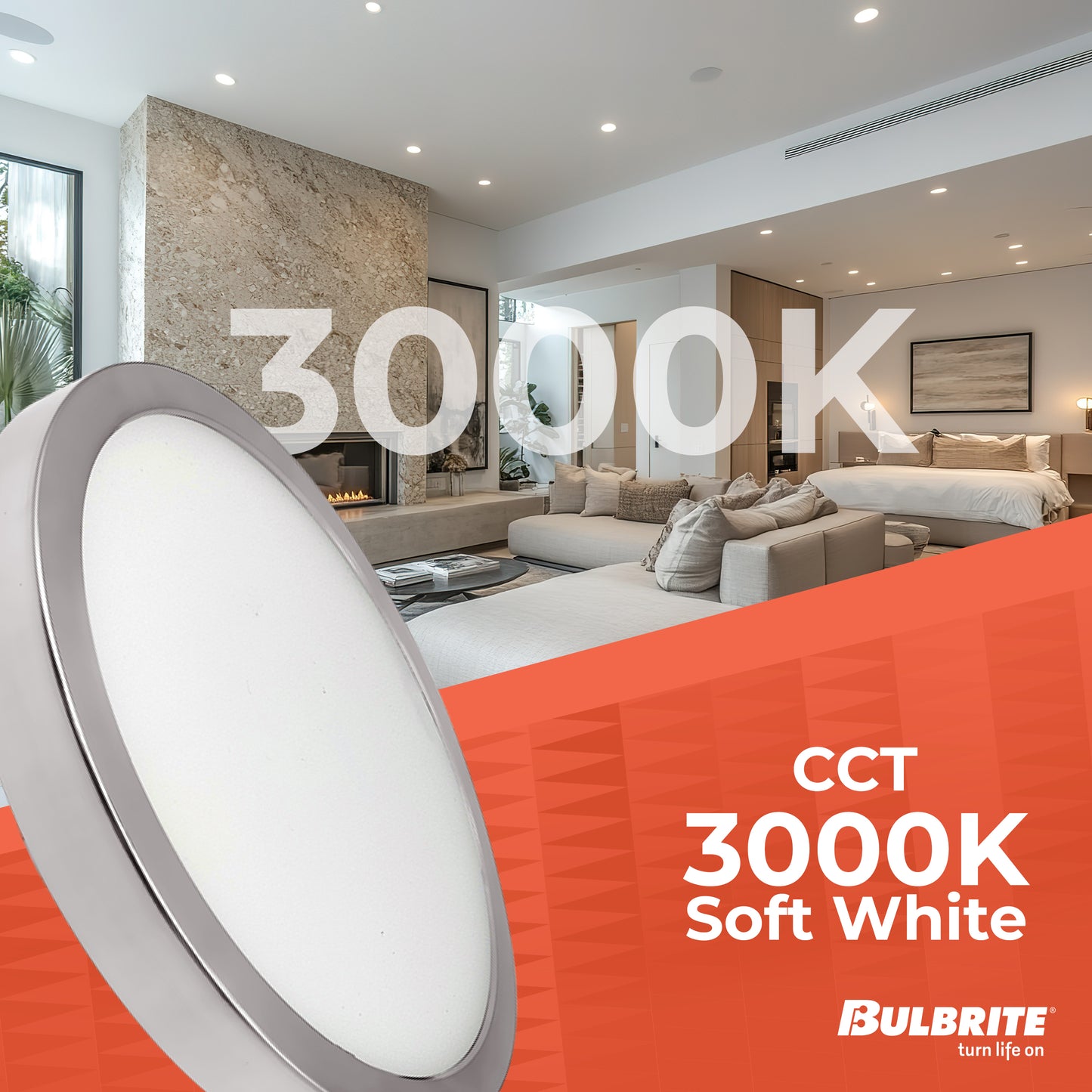Bulbrite 773606 7 in. Round 10.3-Watt 3000K LED Flush Mount Light, 1150 Lumens, Nickel