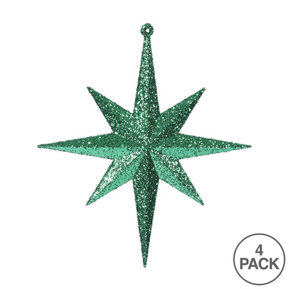 Vickerman 8" Green Iridescent Glitter Bethlehem Star Christmas Ornament 4 per Box