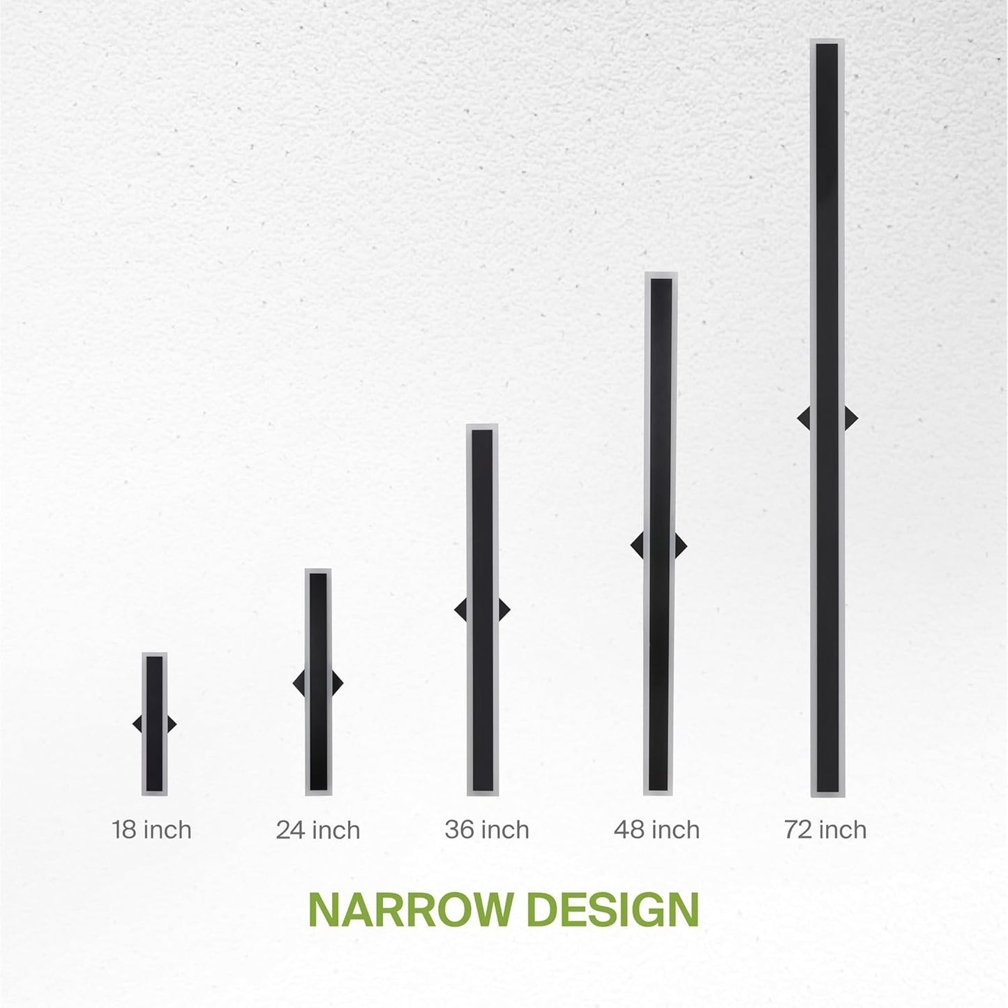 ASD Lighting LED Outdoor Wall Sconce Narrow design 18" 18W 120-277V CCT Selectable 3000/4000/5000K Dimmable Black ETL