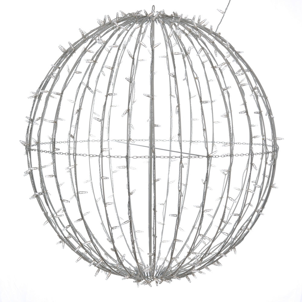 Vickerman 480Lt x 40" Fold Flat Pure White Led Jumbo Hanging Sphere.