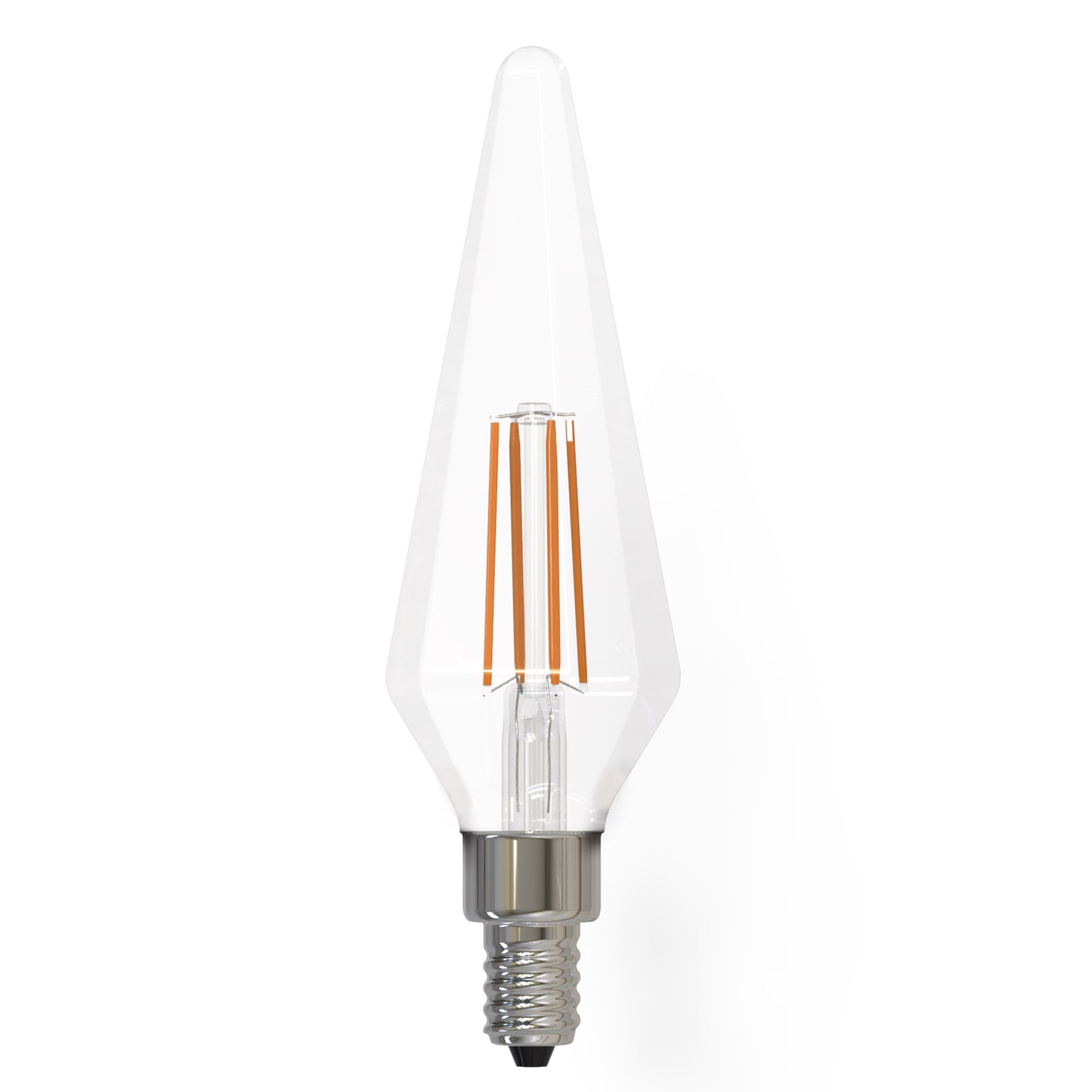 Bulbrite LED Filament 4 Watt Dimmable Prism Light Bulbs with a Clear Finish and Candelabra (E12) Base - 3000K (Soft White Light), 350 Lumens