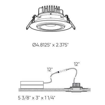 Dals Lighting 4-Inch Round Recessed Gimbal Light, 3000K/5CCT Selectable, 120V/120|277|347V Selectable