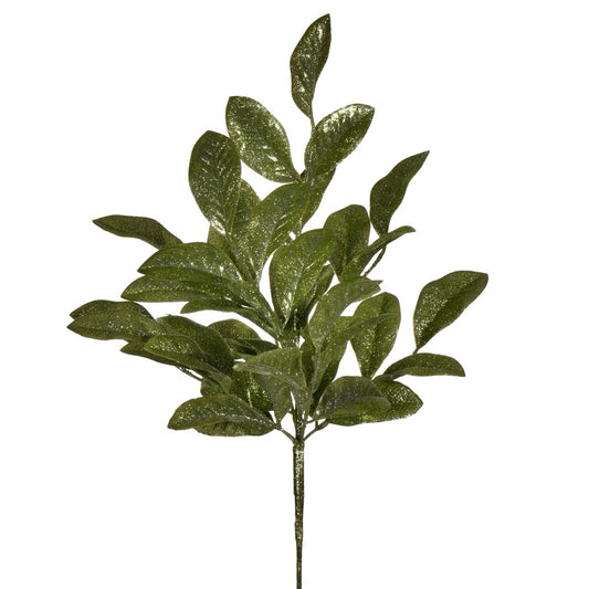 Vickerman 25" Lime Artificial Apple Leaf Glitter Bush 2 per bag.