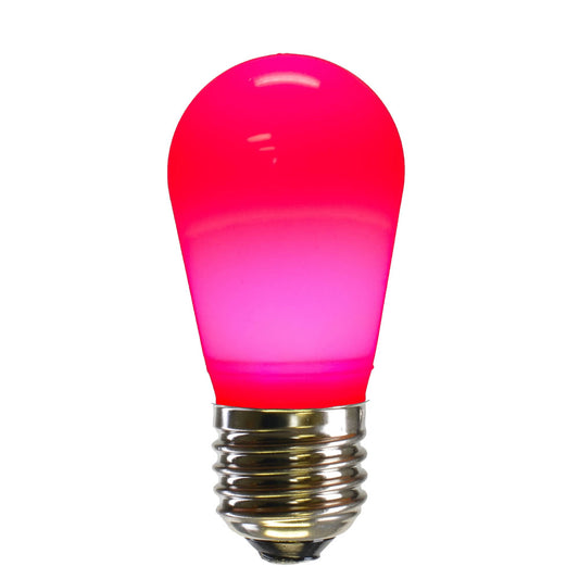 Vickerman S14 LED Pink Ceramic Bulb 1.3 Watts, 130V, E26 Medium Nickel Base, 5 per pack.