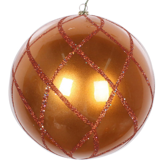 Vickerman 6" Copper Candy Finish Net Ball Ornament with Glitter Accents 2 per Bag Pack of 2